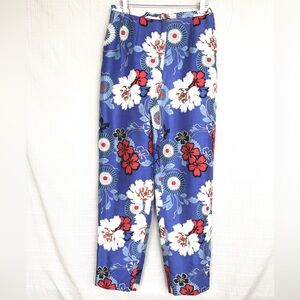 Vintage Silk Floral Ankle Pants Bold Maximalist 80s Colorful Dopamine Dressing